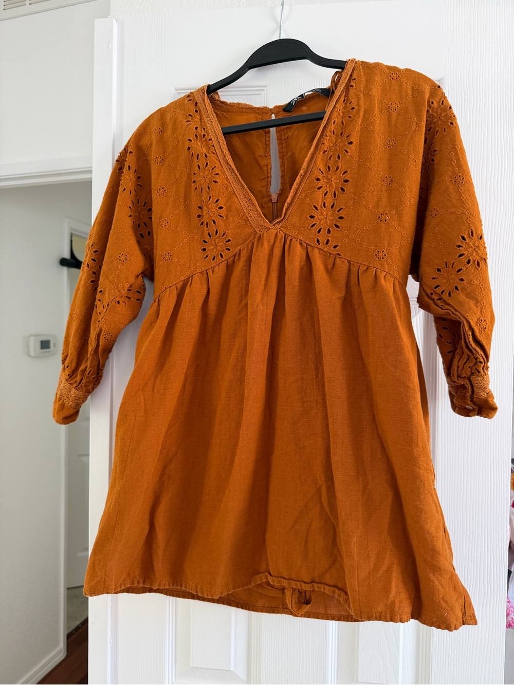 Zara Romper - Rust Orange Eyelet Babydoll Tunic